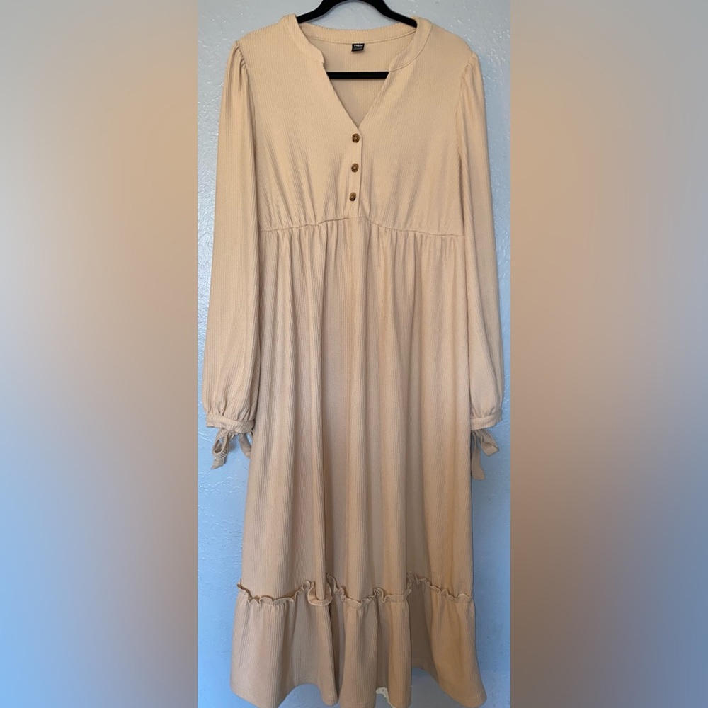 SHEIN Tan Ribbed Knit Top